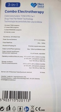 Электростимулятор мышц и нервов TENS EMS 60 прог.