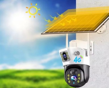 Внутренняя IP-камера, уличная 4K СОЛНЕЧНАЯ КАМЕРА 2 ЛИНЗЫ 3 экрана