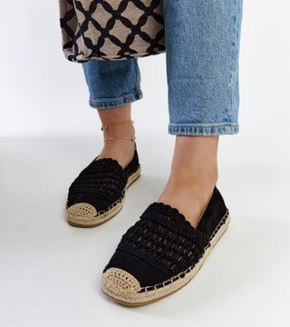 Black Openwork Espadrilles Gordana 27889 Размер 37