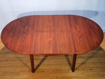 STÓŁ OKRĄGŁY, ROZKŁADANY,TEKOWY,DANIA, DESIGN LATA 60/70 (59)