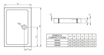 RADAWAY Doros D Компактный душевой поддон 120x90 Камень белый