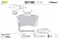 Valeo 301180 набор тормозных колодок тормозных, тормоза дисковые Недорого, фото thumb