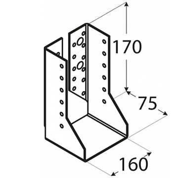 ПОДВЕСКА ДЛЯ БАЛКИ WBZ38, ИЗОГНУТЫЙ СОЕДИНИТЕЛЬ 160x170 СЕРТИФИКАТ