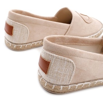Espadryle DAMSKIE PŁASKIE półbuty WYGODNE beżowe