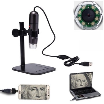 Цифровой USB-микроскоп 1000X 8-СВЕТОДИОДНАЯ УВЕЛИЧИТЕЛЬНАЯ КАМЕРА + ГОРЯЧИЙ ПОДЪЕМНИК (ЧЕРНЫЙ)