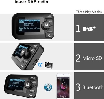 Transmiter Tuner DAB + BT LCD 2,3 USB MP3