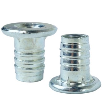 100x Mufa wbijana M8 x 16 mm z kołnierzem do drewna naturalnego ocynk biały