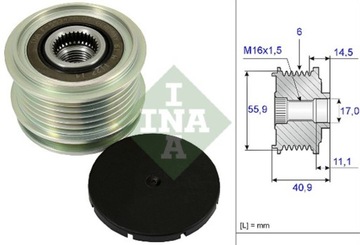 фото thumb №3, Колесо kółko ременное ролик генератора ina f-227628