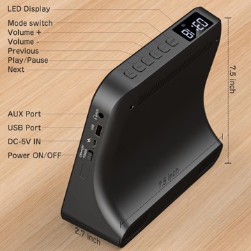 Портативный проигрыватель компакт-дисков с аккумулятором, AUX USB FM LCD