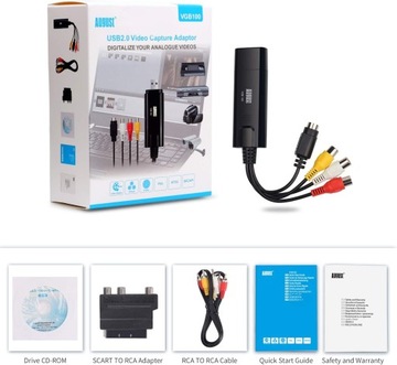 Август VGB100 Video Grabber USB-карта захвата копирует VHS на ПК