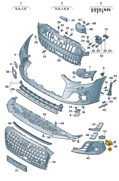 фото thumb №1, Заслінка решітка радара перед w kratce ліва audi a8 d5 aso оригінал нова