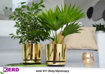 12 GOLD SHINY глянцевый цветочный горшок с подставкой GLAMOUR COVER home