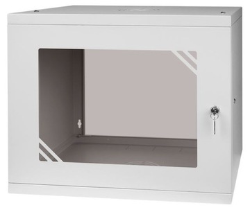 Шкаф RACK 19'' 9U 600х450мм СЕРЫЙ Стеклянная дверь