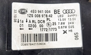 фото thumb №6, Audi a8 d3 рестайлинг лампа правая bi-xenon поворотный led 4e0941004be европа