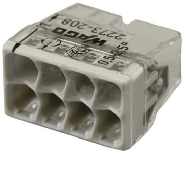 РАЗЪЕМ WAGO 8x2,5MM ПРОЗРАЧНЫЙ 2273-208