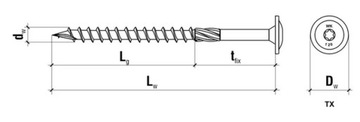 WKRĘTY CIESIELSKIE DO DREWNA 8x240 mm TORX 50SZT