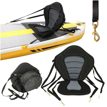 СИДЕНЬЕ ДЛЯ КАЯКА СО СПИНКОЙ ДЛЯ SUP BOARD, МЯГКОЕ, ЛЕГКОЕ, ЧЕРНОЕ