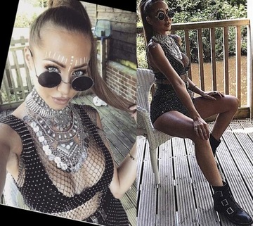 SUKIENKA NARZUTKA HALKA MINI SEXY CYRKONIE DEKOLT
