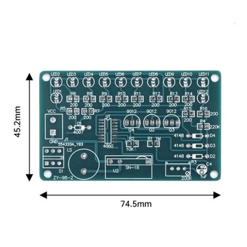 Pozytywka z efektem świetlnym 12 LED układ THT z SMD