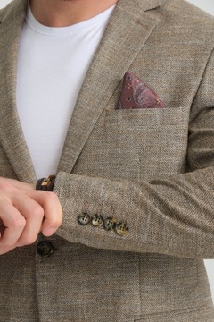 Marynarka męska beżowa melanżowa wizytowa elegancka turecka casual 52