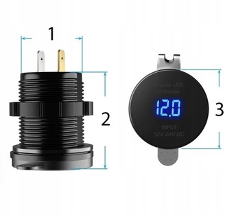 ŁADOWARKA MOTOCYKLOWA 2USB Quick Charge Woltomierz