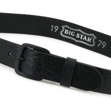 PASEK skórzany MĘSKI BIG STAR do spodni czarny + ETUI 95/110cm