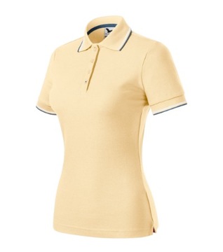 WYGODNA Damska Koszulka POLO FOCUS Vanilla L z Kontrastowymi Elementami