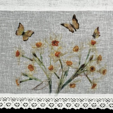 Firana zazdrostka FLORA 60x150 cm koronka żonkile