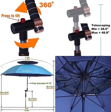 PARASOL PLAŻOWY OGRODOWY PRZECIWSŁONECZNY 220CM