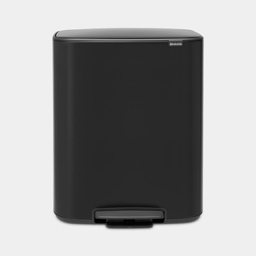Brabantia Контейнер для мусора 60 л, 2 чаши, нержавеющая сталь, черная педаль