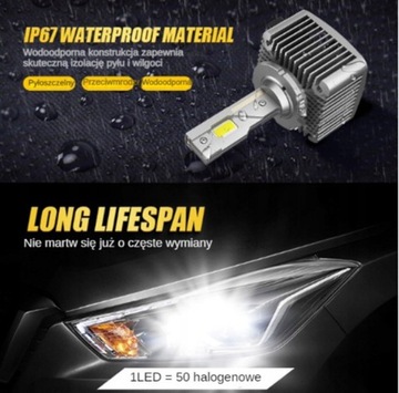 фото thumb №9, 2 штуки горелки лампочки led 6000k d1s 55w 9-18v canbus premium 15 диод