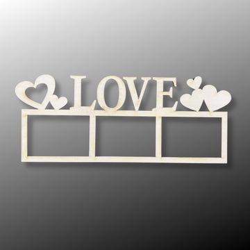 Деревянная фоторамка LOVE надпись 28.8см x 12см Фанера Декупаж 1шт