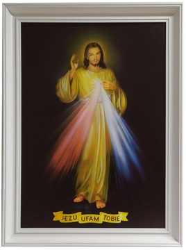 OBRAZY RELIGIJNE ŚWIĘTE BIAŁA RAMA 60X80 DO SALONU