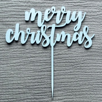 Топпер для торта «Merry Christmas», серебро 15см