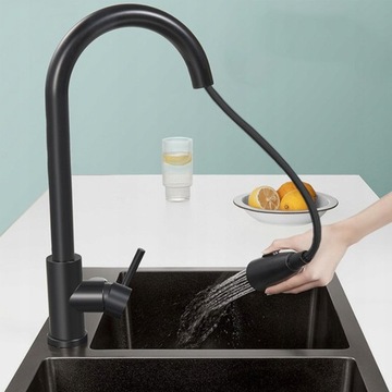 КУХОННЫЙ смеситель из МАТОВОГО НИКЕЛЯ INOX, ВЫДВИЖНОЙ ГИБКИЙ ИЗЛИК