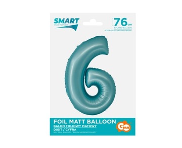 Фольгированный шар Smart Digit 6, матовый синий, 76см