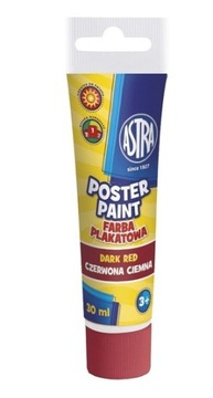 Czerwona ciemna farba plakatowa Astra, 30 ml