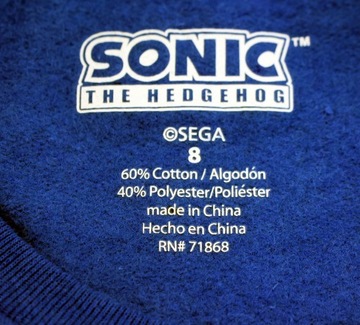 Детская толстовка без капюшона Sega SONIC The Hedgehog, 8 лет, синий принт