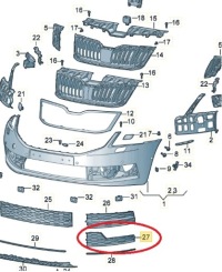 фото thumb №1, Решітка бампера права skoda octavia 5e0807682g