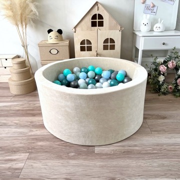 Сухой бассейн с бархатом 40x90 кремовые шарики 200 шаров