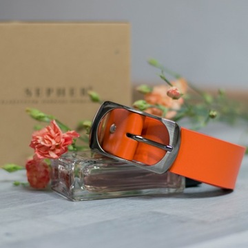 SEPHER широкий кожаный брючный ремень ORANGE