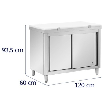 РАБОЧИЙ СТОЛ СО ШКАФОМ ИЗ НЕРЖАВЕЮЩЕЙ СТАЛИ - ECO - 120 X 60 СМ - 500 КГ -