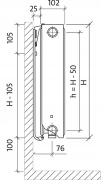 Радиатор Purmo CV22 300х700 нижний Ventil 673Вт
