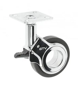 PREMIUM kółko meblowe rolka GIRA GTV CHROM fi 60 h-94,5 mm z hamulcem