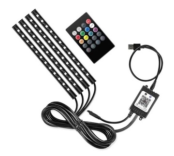 фото thumb №11, Освітлення інтер'єру кабіни автомобіля стрічка led rgb 4x12 блютуз app usb
