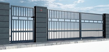 современные ворота, металлический забор, панель Gobe