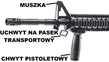 KARABIN NA KULKI M4A1 AMERYKAŃSKI REPLIKA ASG SNAJPERKA CIĘŻKA + LATARKA