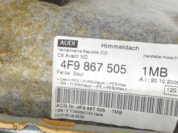 фото thumb №15, Kpl потолок чёрная audi a6 c6 универсал / avant s-line 4f9867505