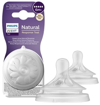 Соски PHILIPS AVENT 2x RESPONSIVE FEEDING SCY965/02 NATURAL 3 6M+