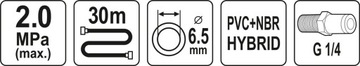 ШЛАНГ ПНЕВМАТИЧЕСКИЙ ШЛАНГ 30 м 1/4 дюйма диаметром 6,5 мм YATO